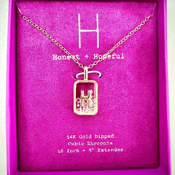 A New Day Jewelry - NWT A New Day 14K Gold Dipped Initial Shaker Necklace (A–Z) Cubic Zirconia